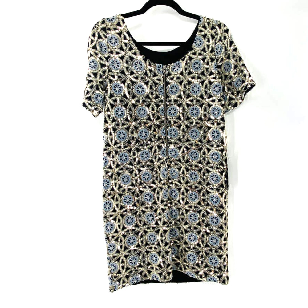 The Limited Exclusive Sequin Shift Dress Lined Black Silver Gold Size 4 Sm NWT - Picture 3 of 15